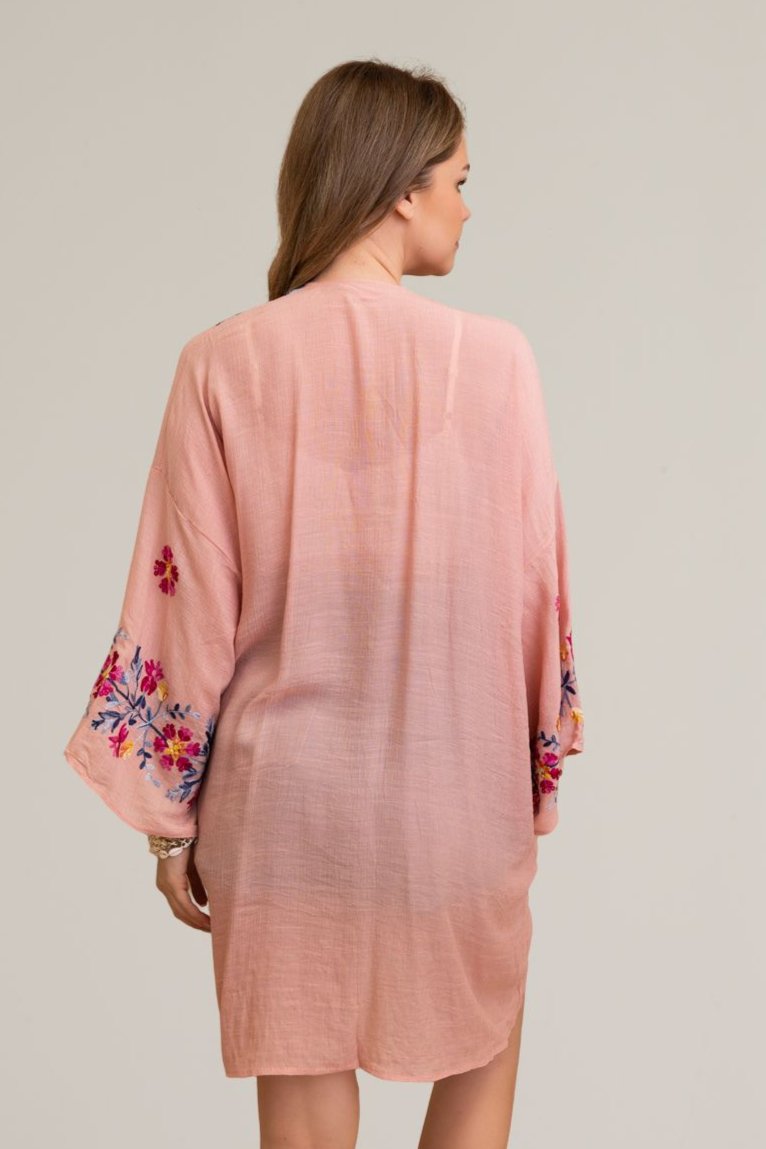 Ethereal Anemone Kimono – Elegant Floral Embroidery - NeoKira Unlimited