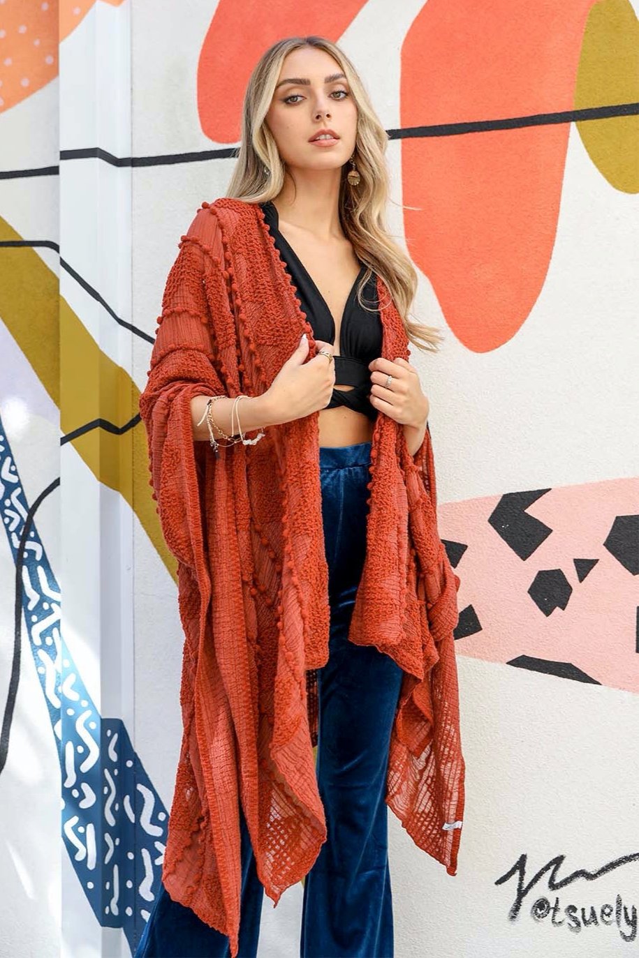 Soft Embroidered Zig Zag Kimono - NeoKira Unlimited