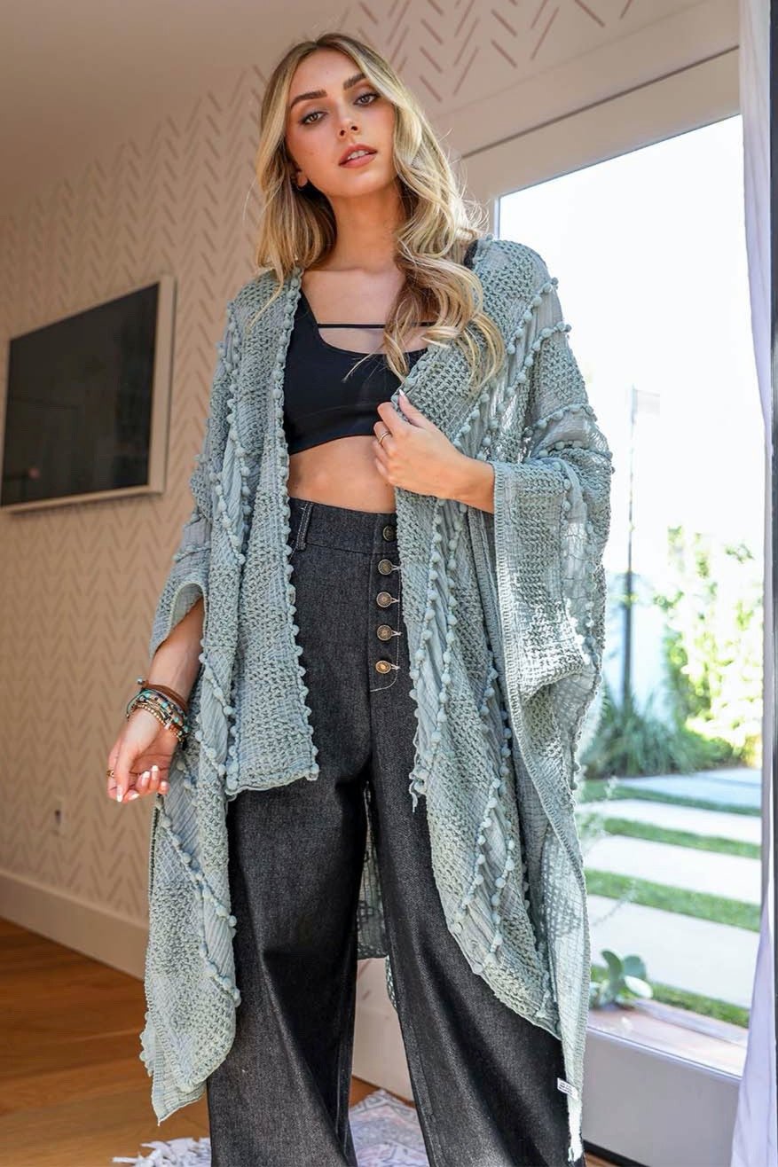 Soft Embroidered Zig Zag Kimono - NeoKira Unlimited