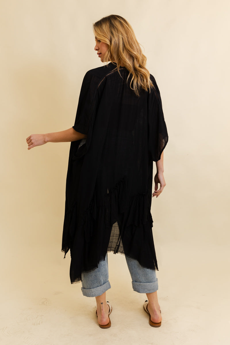 Solid Ruffle Edge Bohemian Kimono - NeoKira Unlimited