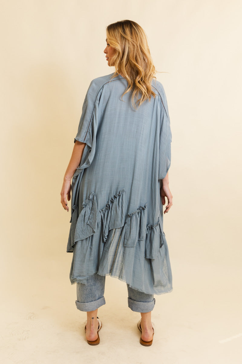 Solid Ruffle Edge Bohemian Kimono - NeoKira Unlimited