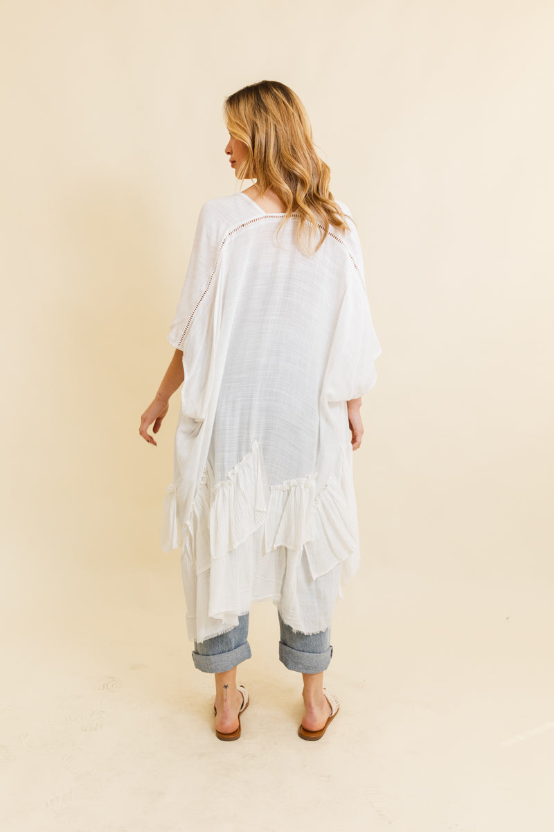 Solid Ruffle Edge Bohemian Kimono - NeoKira Unlimited