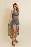 Boho Bliss Longtail Crochet Vest Kimono Leto Collection One Size Olive 