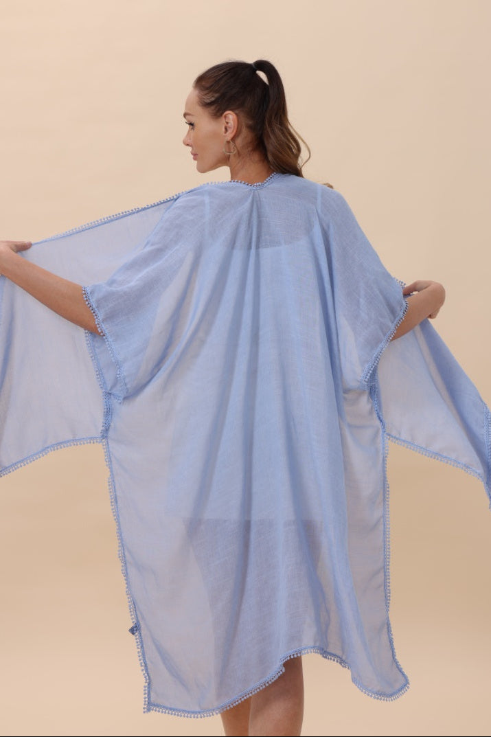 Lightweight Crochet Trim Boho Kimono Cardigan - NeoKira Unlimited