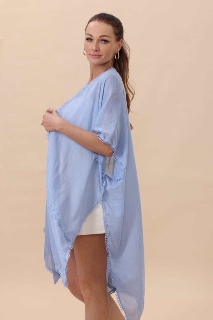 Lightweight Crochet Trim Boho Kimono Cardigan - NeoKira Unlimited