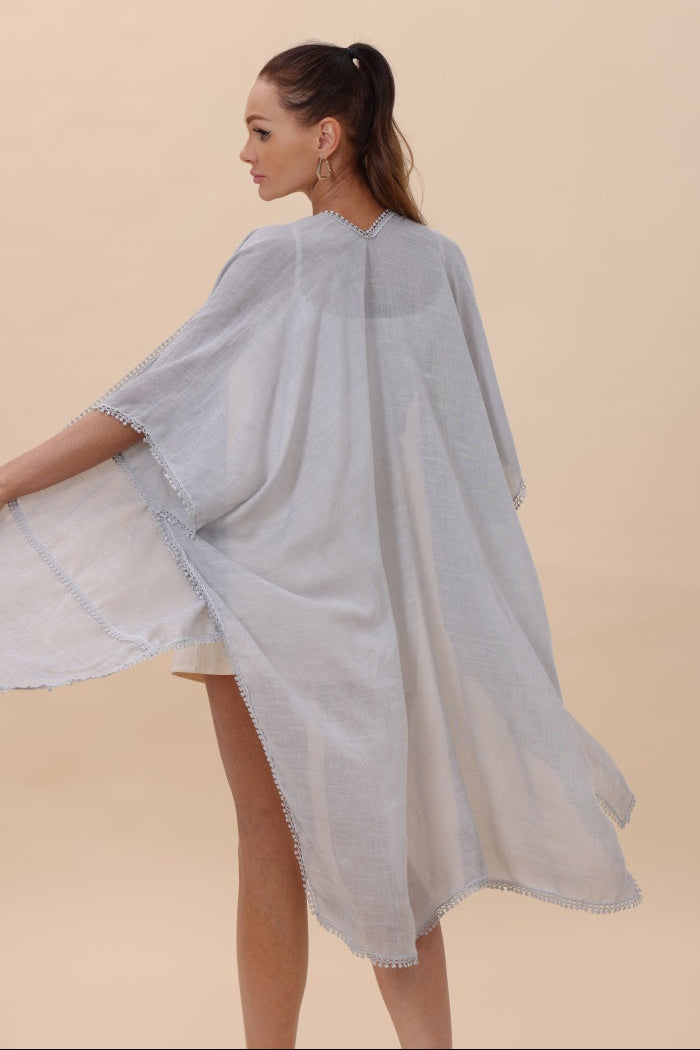 Lightweight Crochet Trim Boho Kimono Cardigan - NeoKira Unlimited