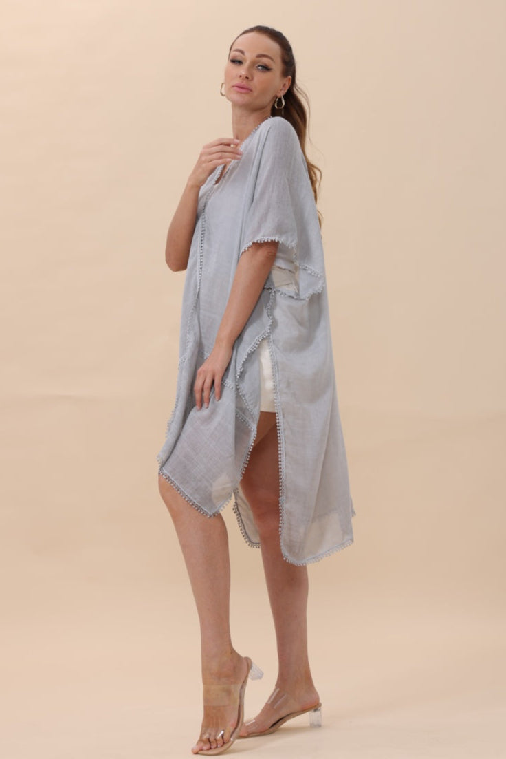 Lightweight Crochet Trim Boho Kimono Cardigan - NeoKira Unlimited