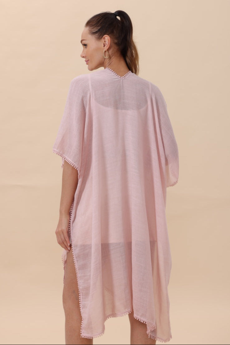 Lightweight Crochet Trim Boho Kimono Cardigan - NeoKira Unlimited