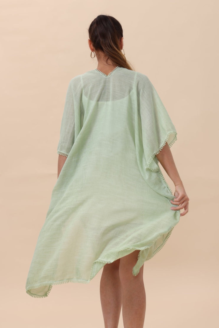 Lightweight Crochet Trim Boho Kimono Cardigan - NeoKira Unlimited