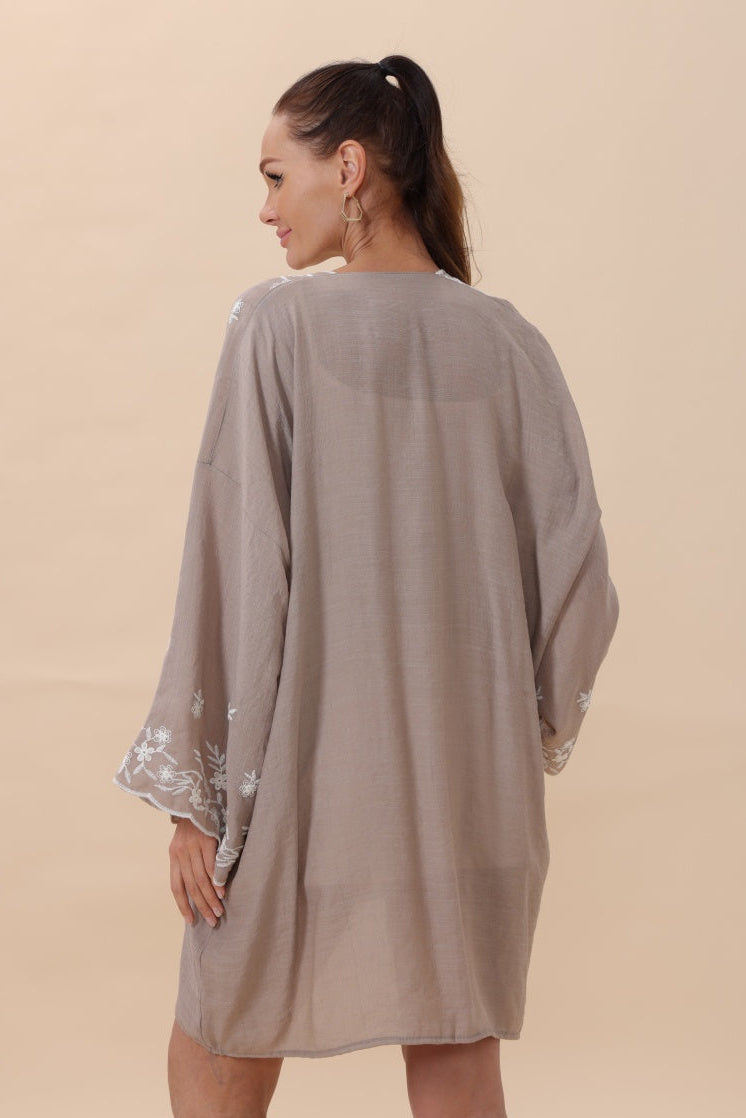 Floral Embroidered Open Front Kimono Cardigan – Lightweight - NeoKira Unlimited