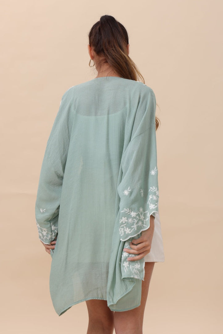 Floral Embroidered Open Front Kimono Cardigan – Lightweight - NeoKira Unlimited