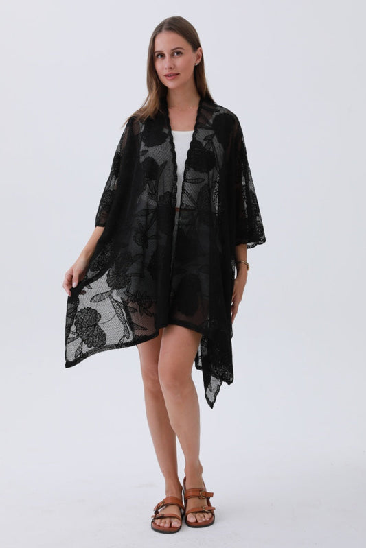Luxury Embroidered Kimono – Elegant Solid Cover-Up 🌸🧵 - NeoKira Unlimited