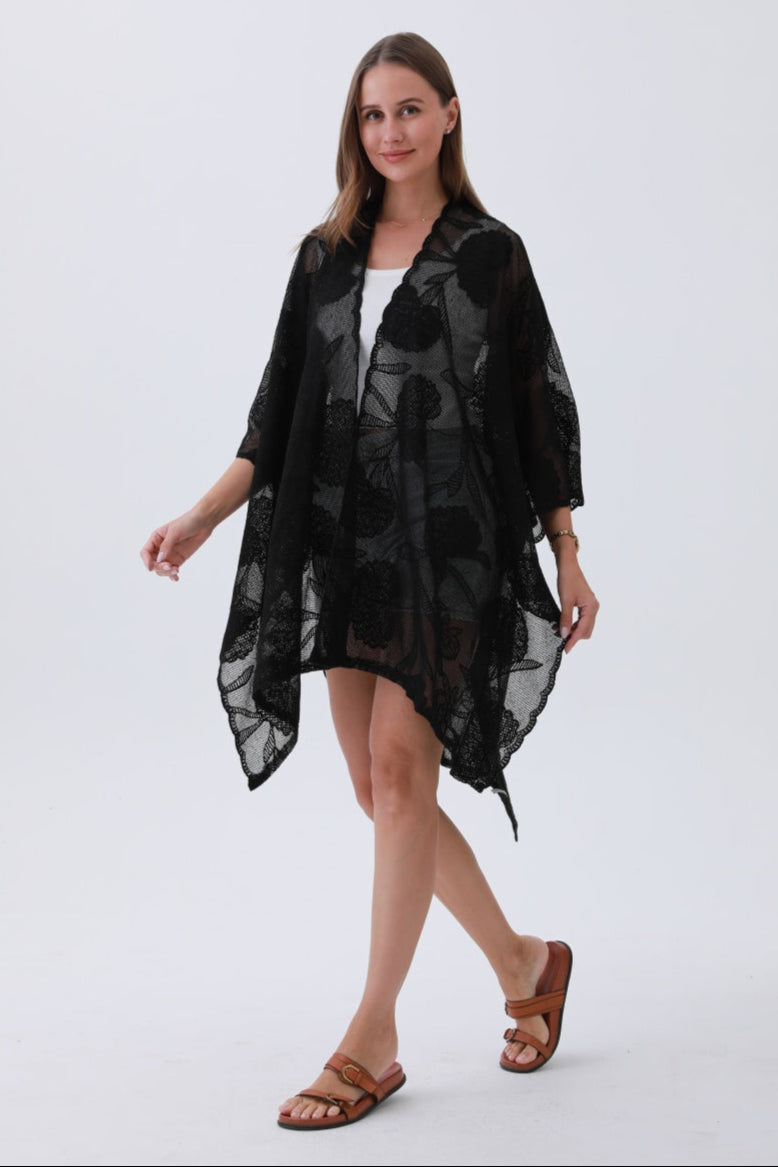 Luxury Embroidered Kimono – Elegant Solid Cover-Up 🌸🧵 - NeoKira Unlimited