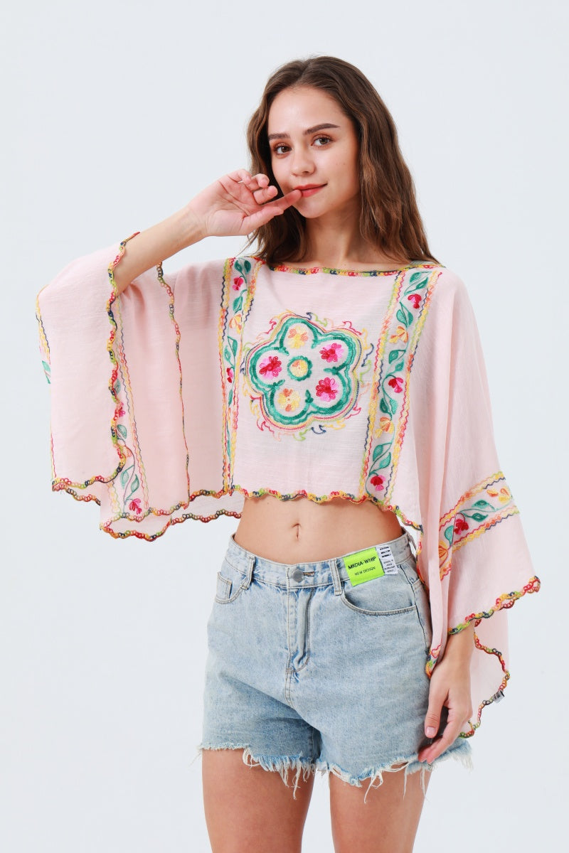Delicate Floral Line Embroidery Kimono – Breezy Spring & Summer Layer - NeoKira Unlimited