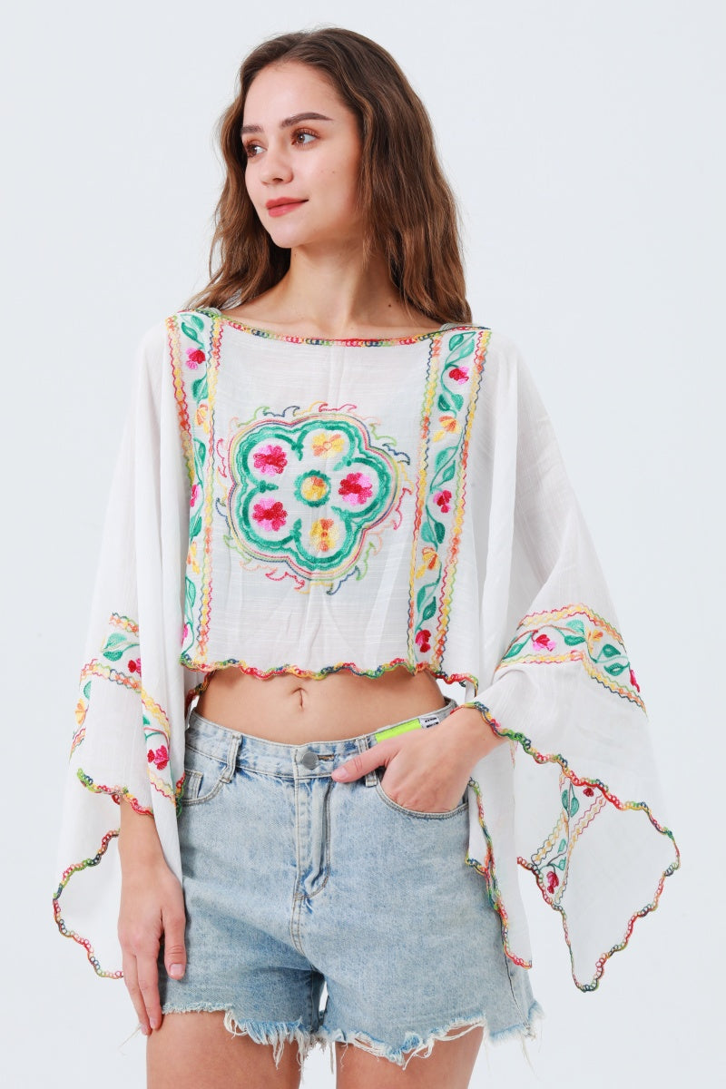 Delicate Floral Line Embroidery Kimono – Breezy Spring & Summer Layer - NeoKira Unlimited