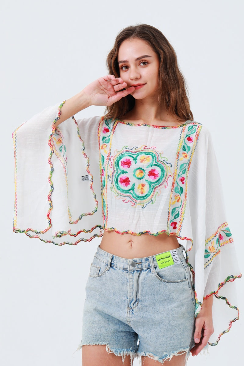 Delicate Floral Line Embroidery Kimono – Breezy Spring & Summer Layer - NeoKira Unlimited