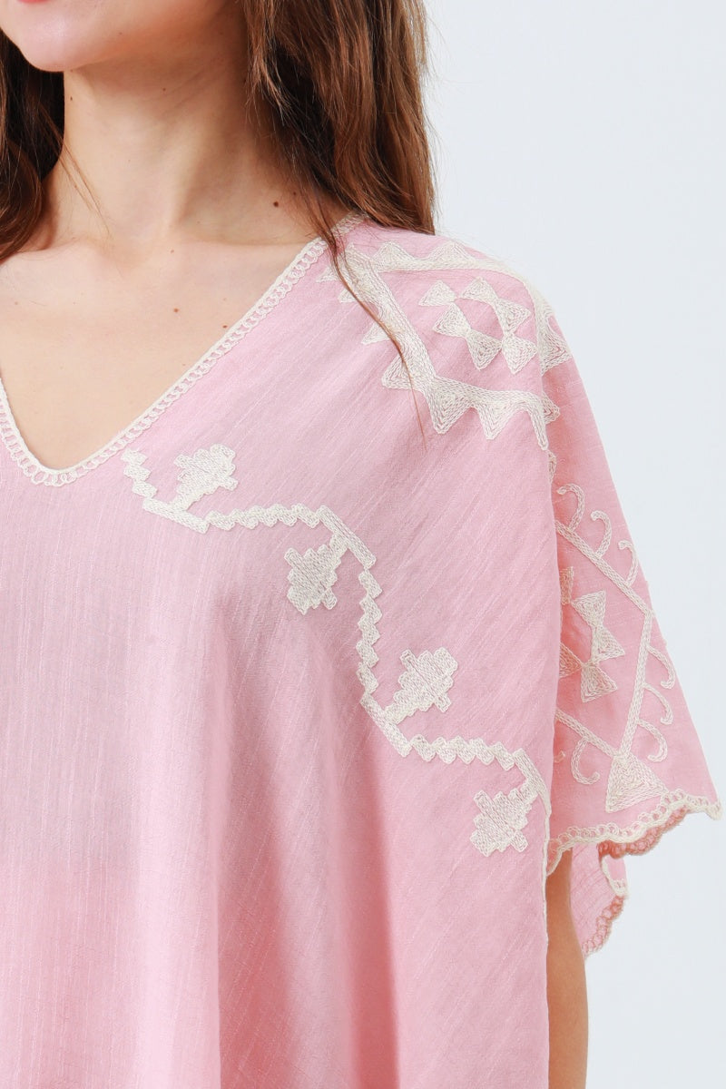 Festival Flash: Boho Embroidered Cropped Kaftan Top - NeoKira Unlimited