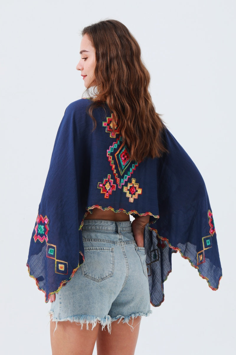 Geometric Embroidery Kimono – Lightweight & Soft Layer 🧵 - NeoKira Unlimited