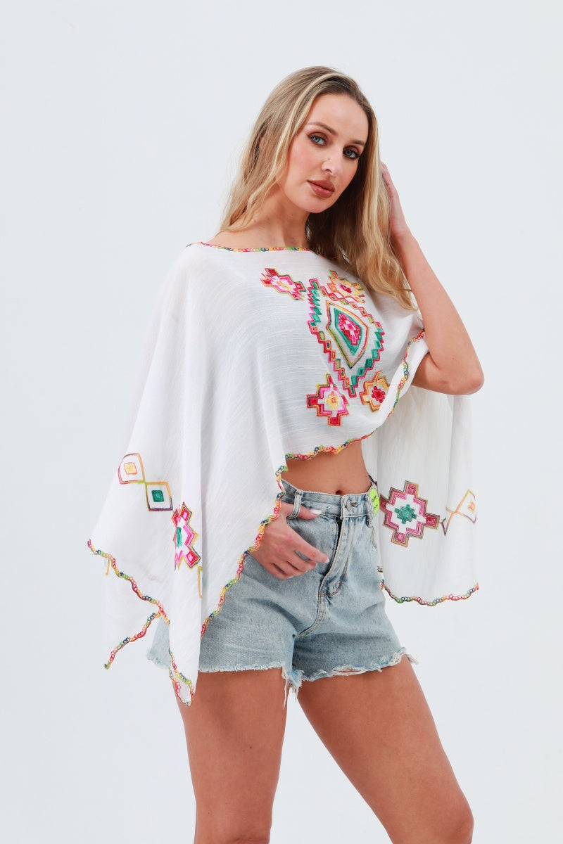 Geometric Embroidery Kimono – Lightweight & Soft Layer 🧵 - NeoKira Unlimited
