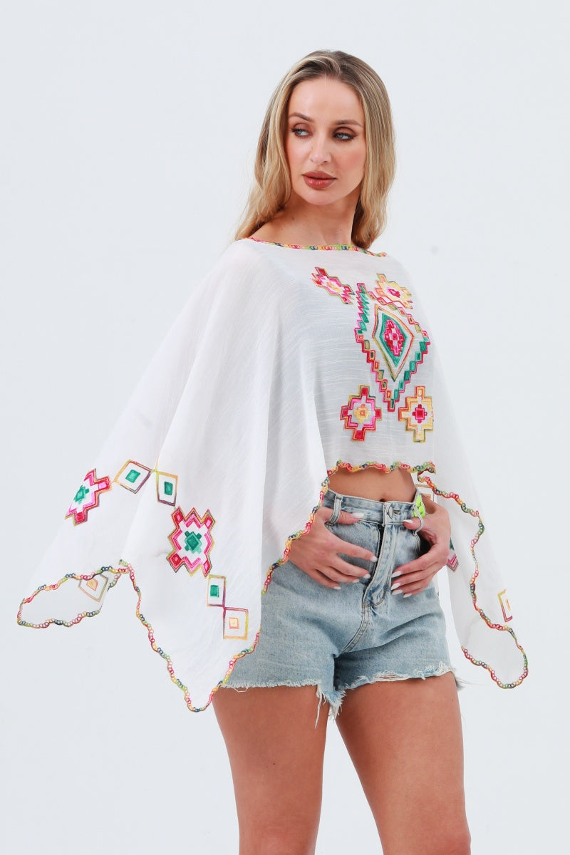 Geometric Embroidery Kimono – Lightweight & Soft Layer 🧵 - NeoKira Unlimited