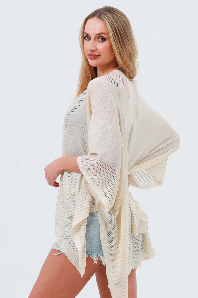 Oversized Mesh Knit Kimono – Lightweight & Airy Cover-Up - NeoKira Unlimited