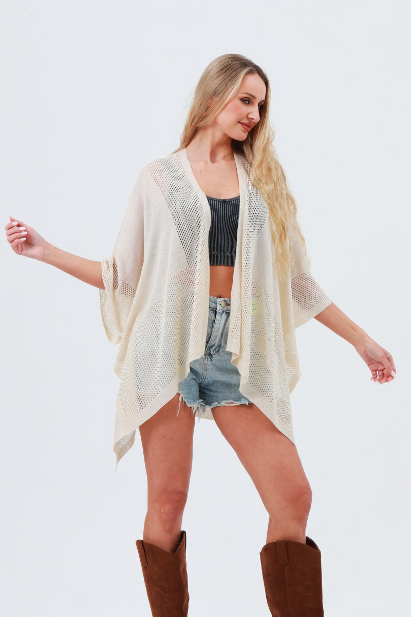 Oversized Mesh Knit Kimono – Lightweight & Airy Cover-Up - NeoKira Unlimited