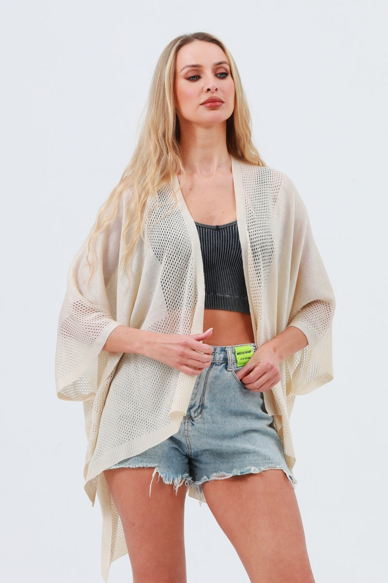 Oversized Mesh Knit Kimono – Lightweight & Airy Cover-Up - NeoKira Unlimited