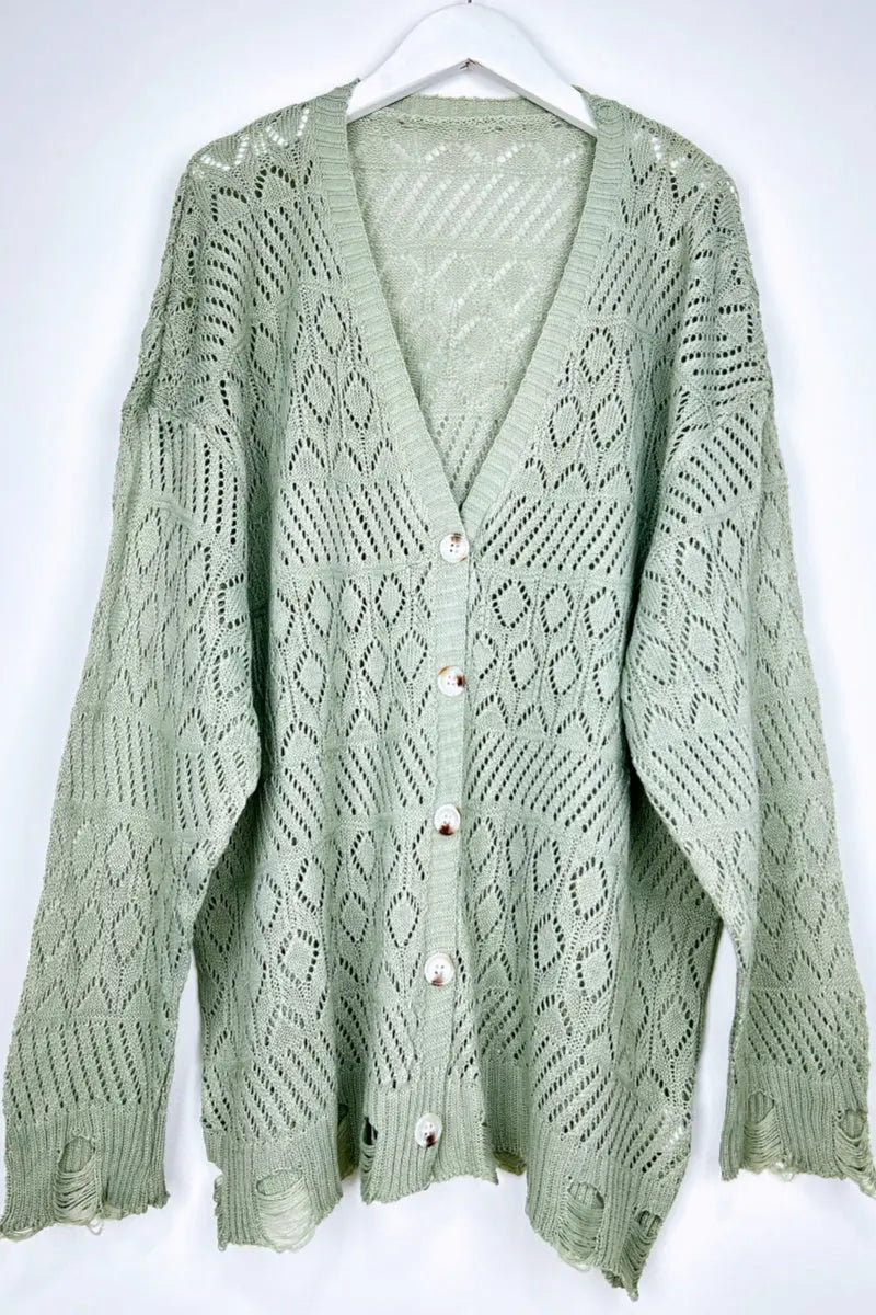 Vintage Cozy: Retro Frayed Hem Diamond Knit Pullover - NeoKira Unlimited