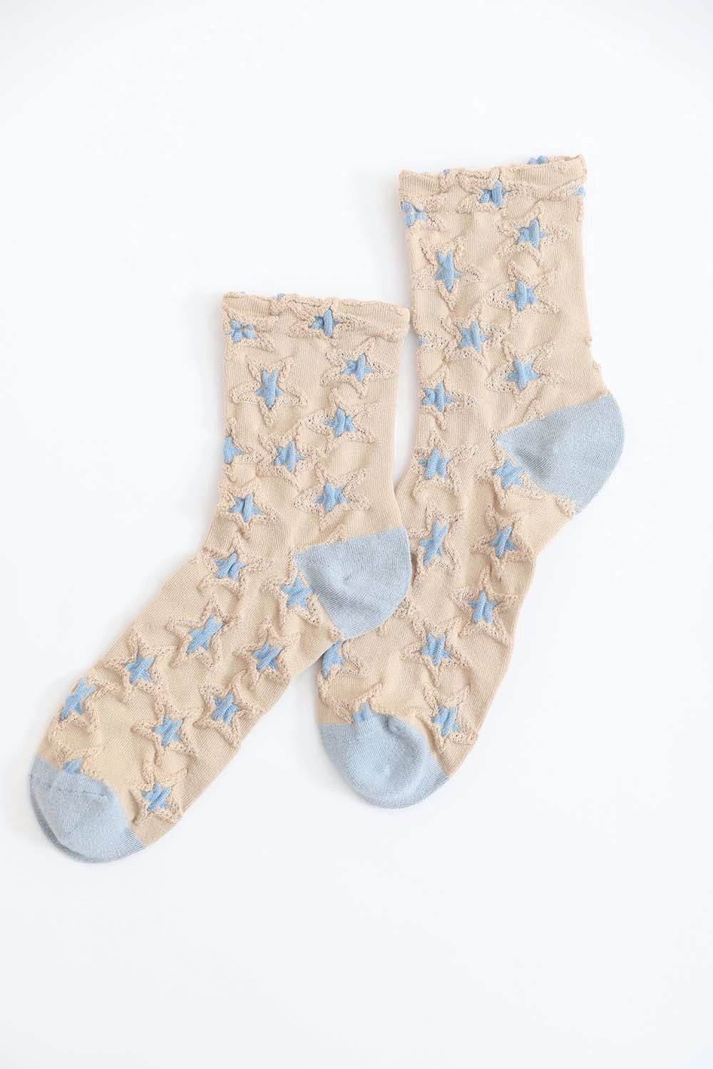 Eco-Friendly Star Design Socks Socks Leto Collection Beige  