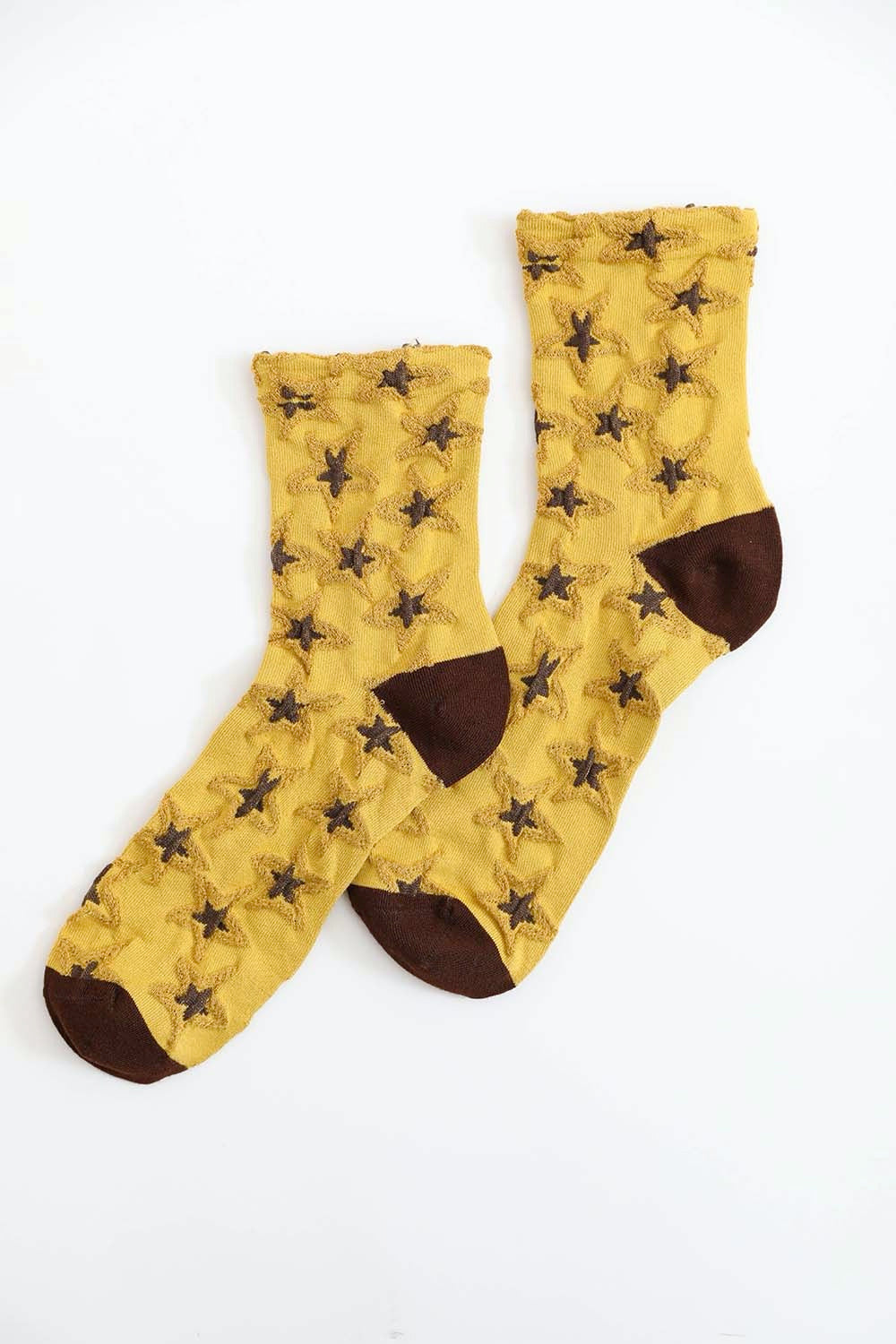 Eco-Friendly Star Design Socks Socks Leto Collection Mustard  