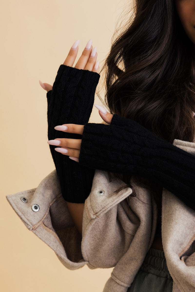 Winter Cable Knit Fingerless Gloves - NeoKira Unlimited