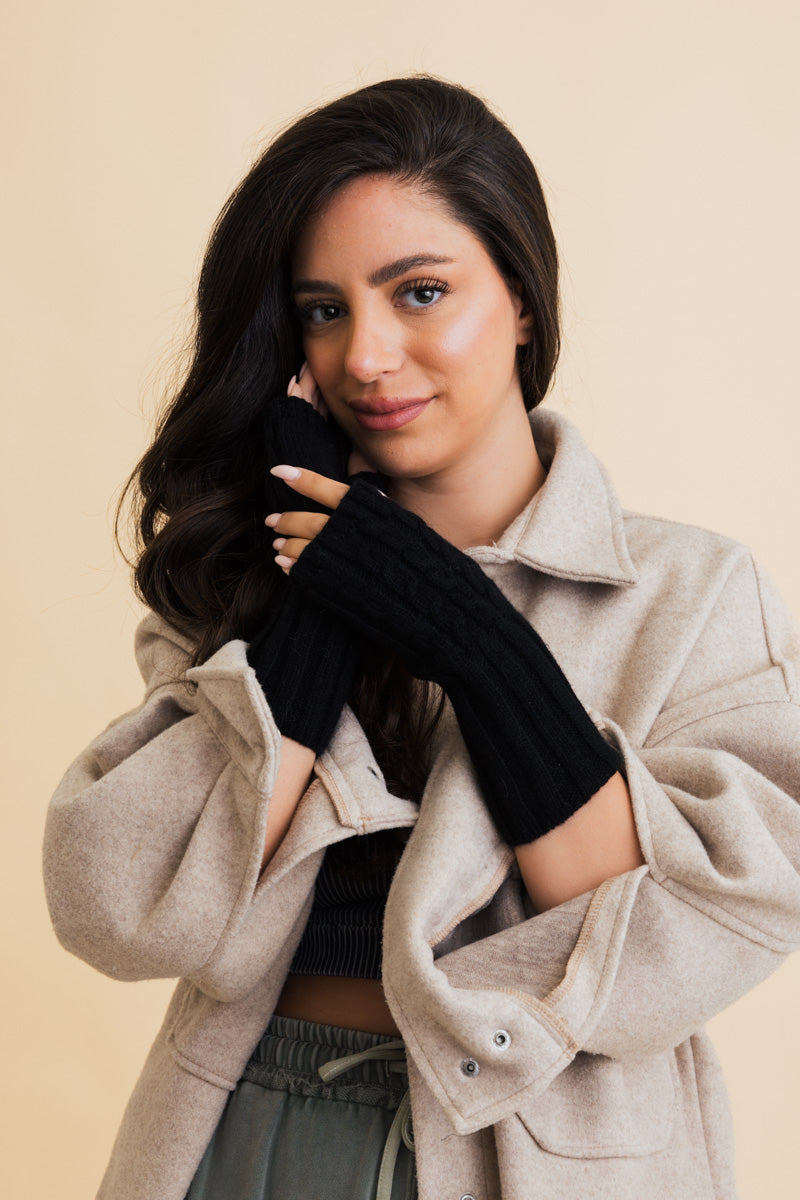 Winter Cable Knit Fingerless Gloves - NeoKira Unlimited