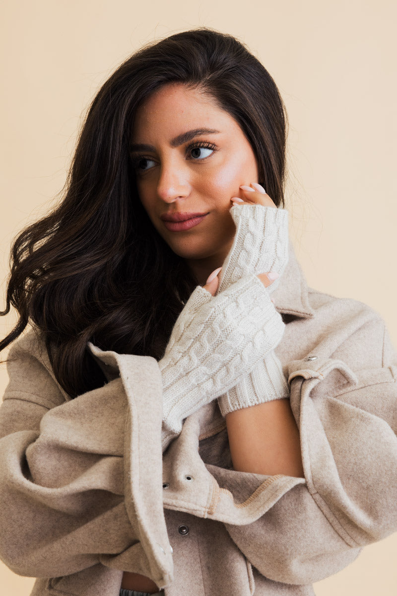 Winter Cable Knit Fingerless Gloves - NeoKira Unlimited