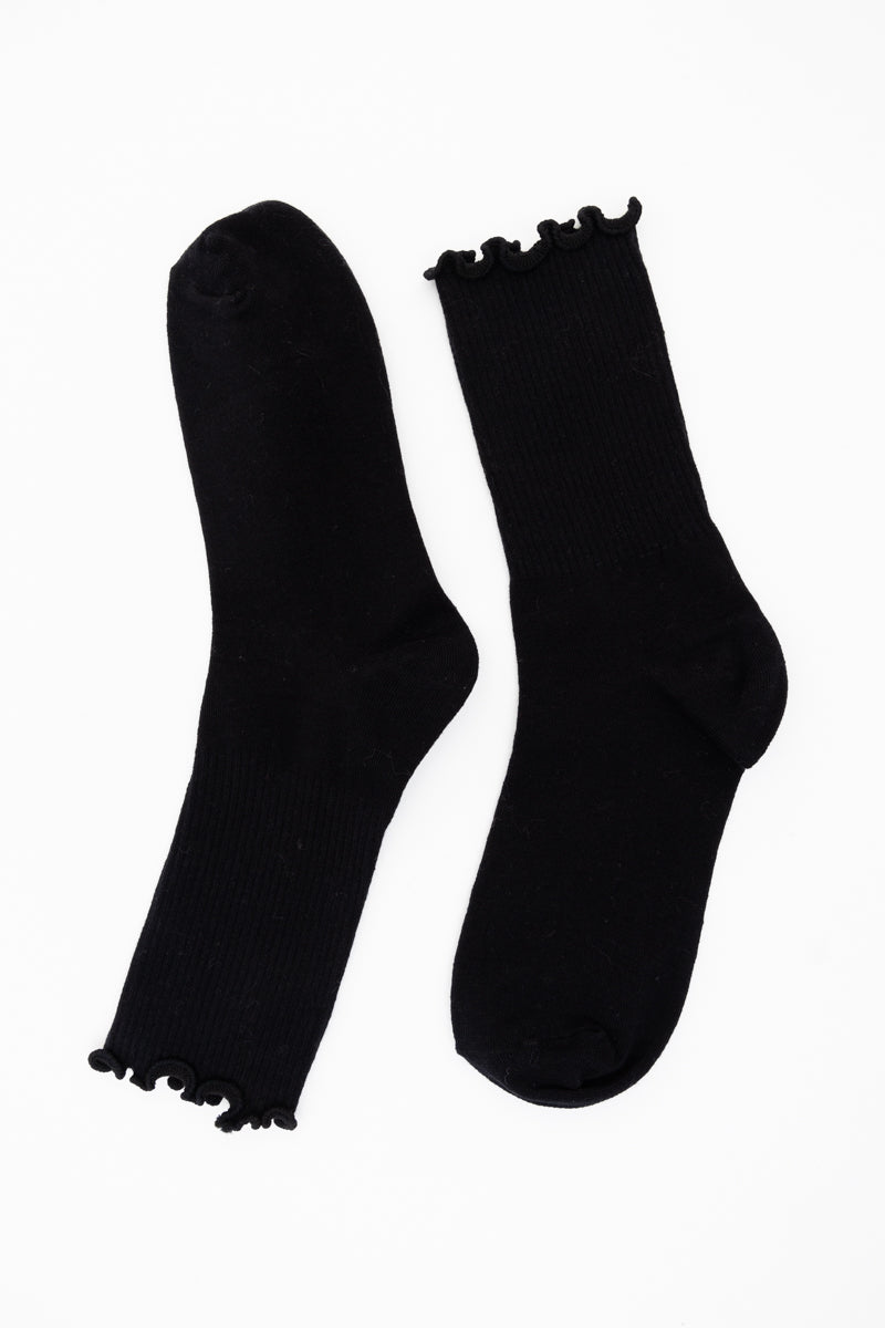 Cotton Blend Lettuce Edge Crew Socks for All Season - NeoKira Unlimited
