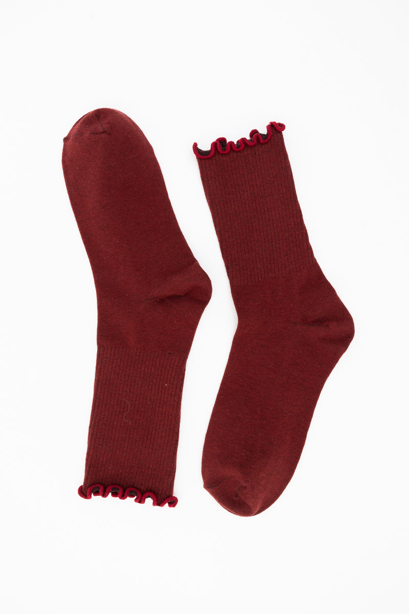 Cotton Blend Lettuce Edge Crew Socks for All Season - NeoKira Unlimited