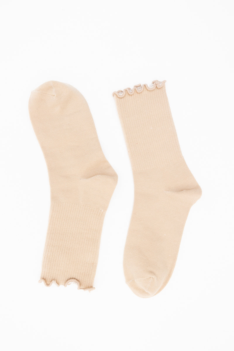 Cotton Blend Lettuce Edge Crew Socks for All Season - NeoKira Unlimited