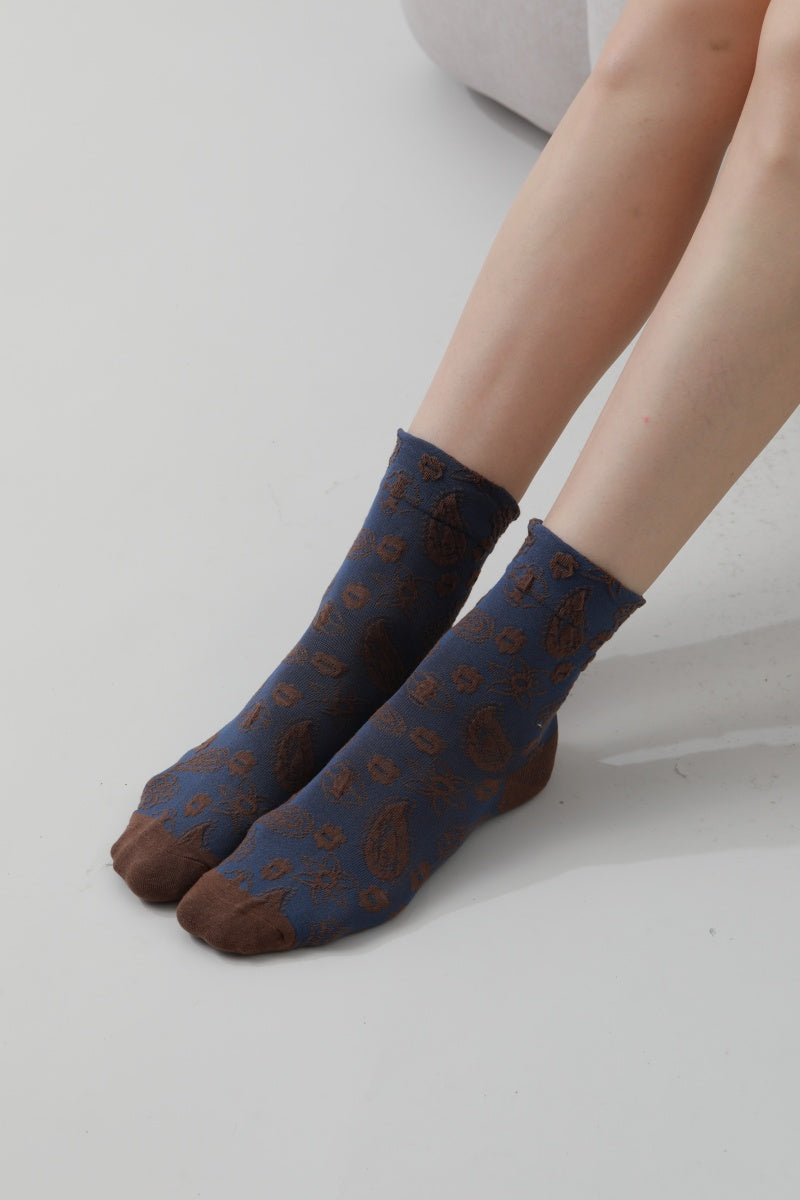 Cashew-Print Socks – Lightweight & Breathable Comfort 🌰🧦 - NeoKira Unlimited