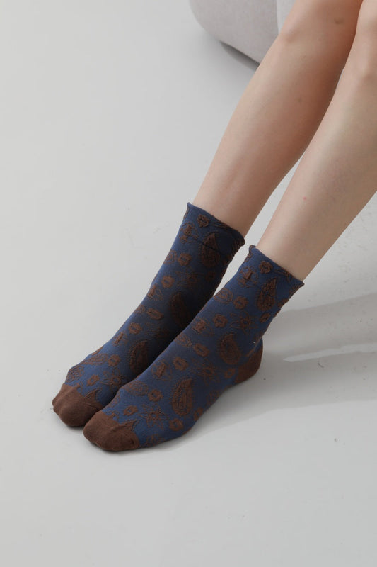 Cashew-Print Socks – Lightweight & Breathable Comfort - NeoKira Unlimited