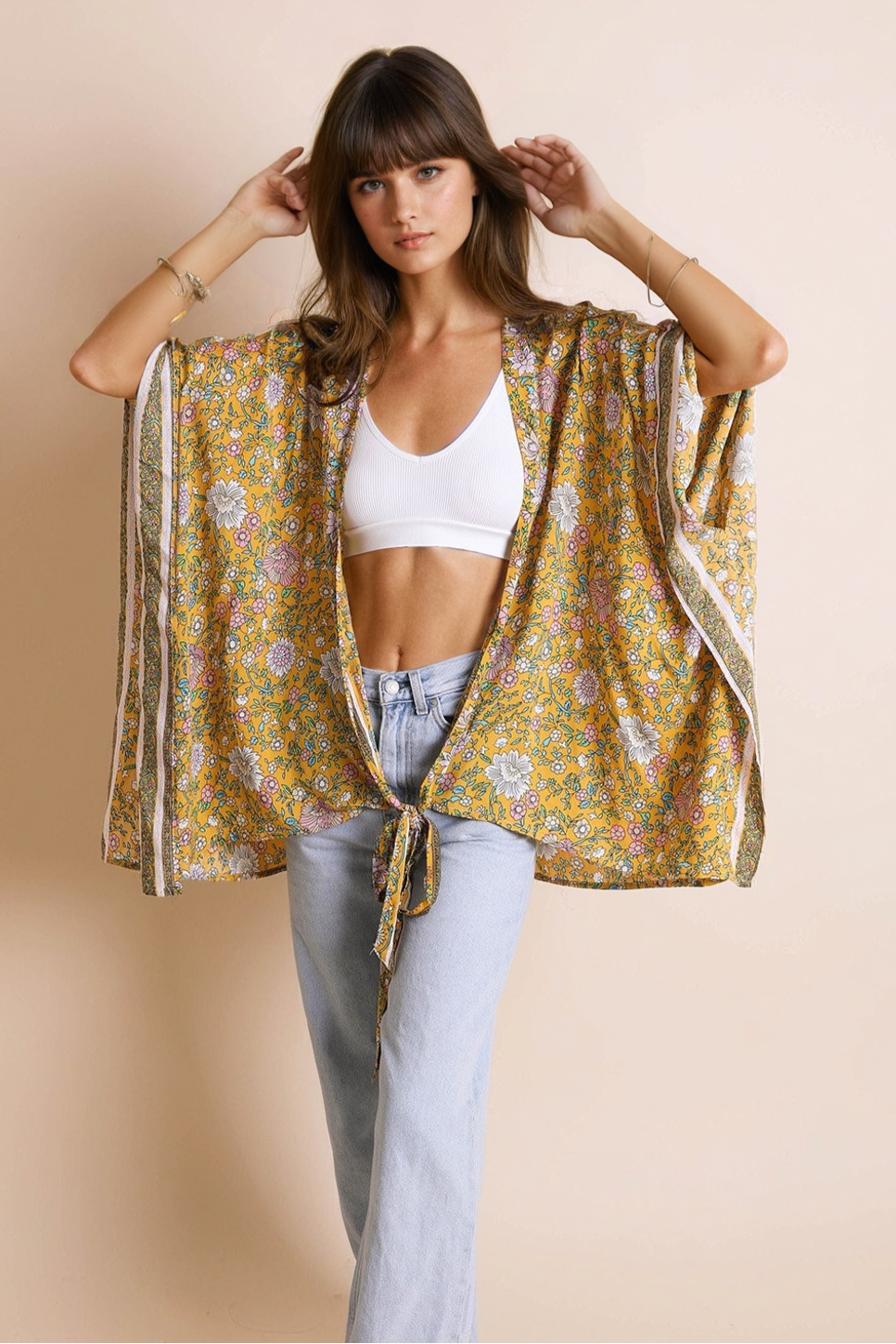 Floral Front Tie Kimono Wrap - NeoKira Unlimited