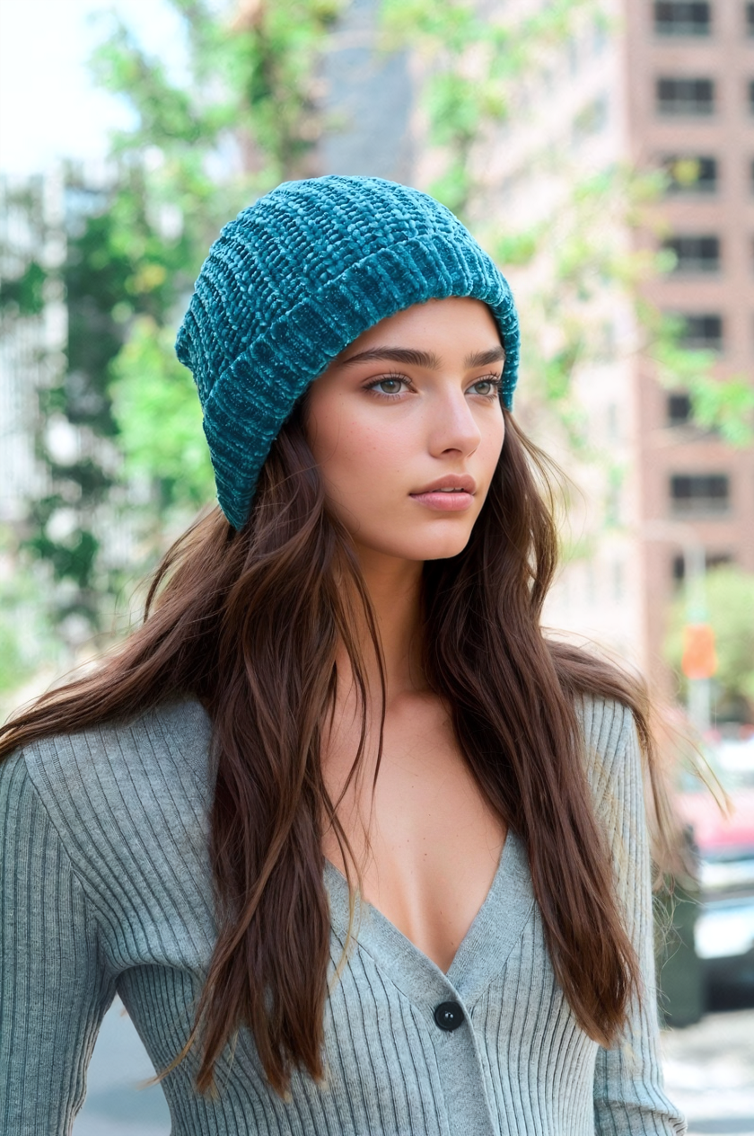 Soft Chenille Beanie Hats & Hair Leto Collection Teal  