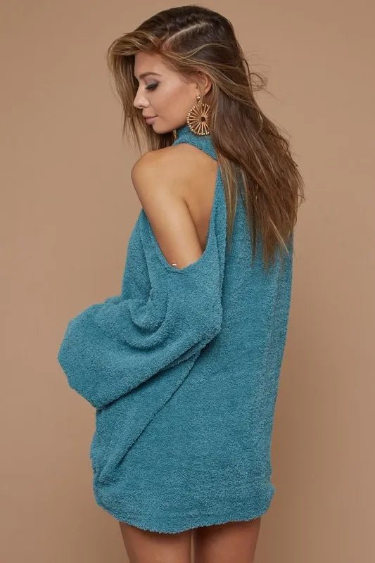 BiBi Belle Sweater Knit Open One Shoulder Turtle Neck - NeoKira Unlimited