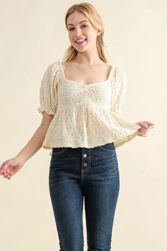 And The Why Lovely Textured and Smocked Top - NeoKira Unlimited