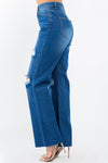 American Bazi High Waist Distressed Wide Leg Jeans Jeans Trendsi   