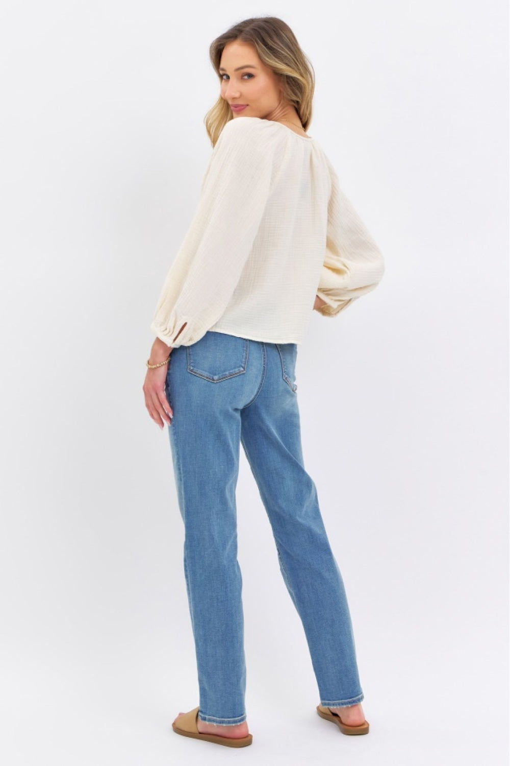 Judy Blue Full Size High Waist Straight Jeans Jeans Trendsi   