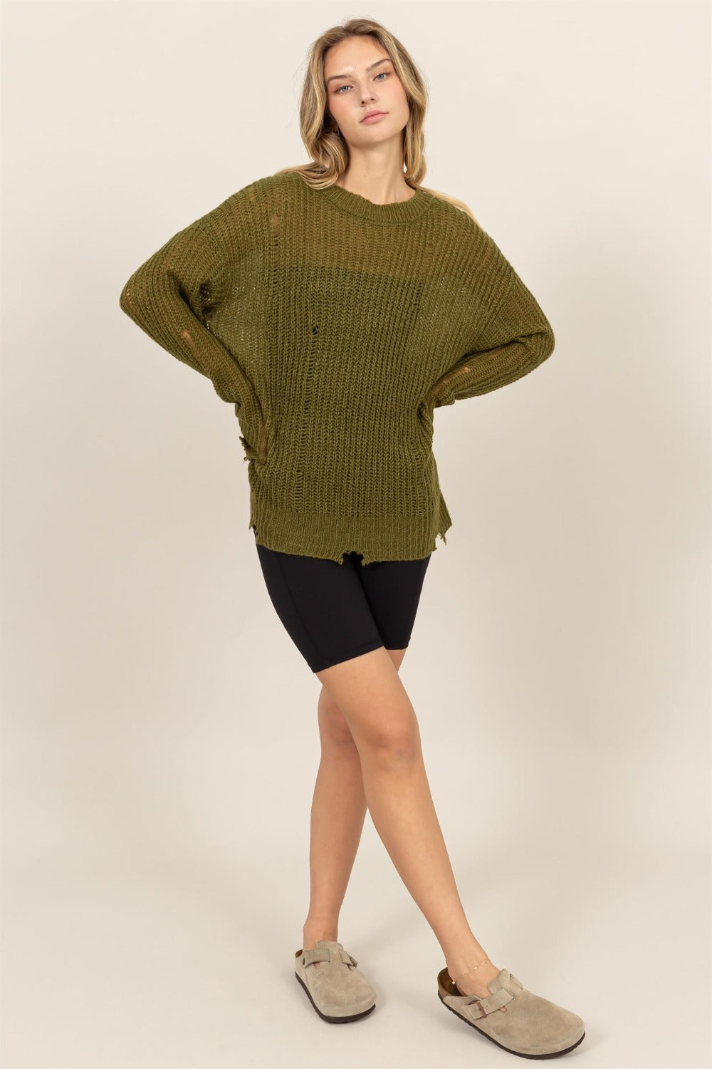 HYFVE Distressed Long Sleeve Knit Top - NeoKira Unlimited