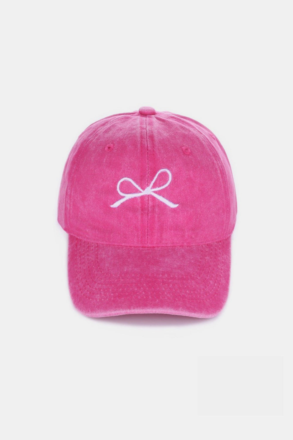 Zenana Bow Embroidered Washed Cotton Caps Caps Trendsi Hot Pink One Size 