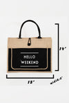 Fame Hello Weekend Burlap Tote Bag Tote Bag Trendsi   