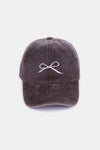 Zenana Bow Embroidered Washed Cotton Caps Caps Trendsi Brown One Size 