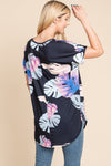 BOMBOM Printed Round Neck Short Sleeve T-Shirt Top Trendsi   