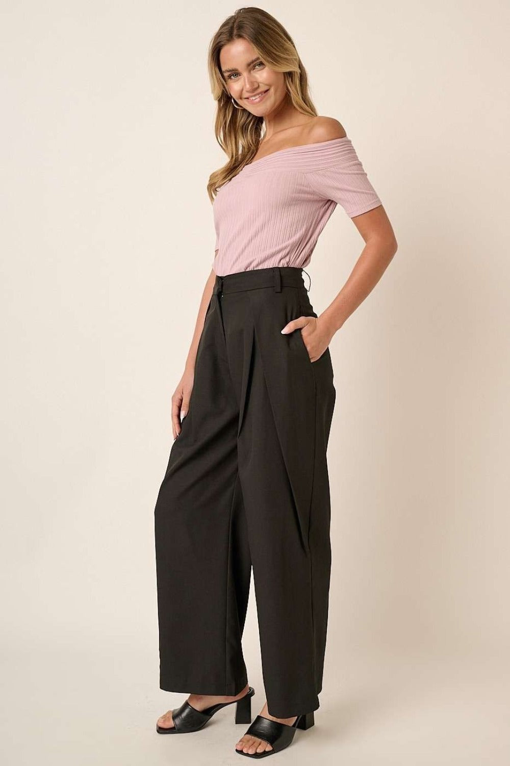 Mittoshop Deep Pleated High Waisted Wide Leg Pants - NeoKira Unlimited